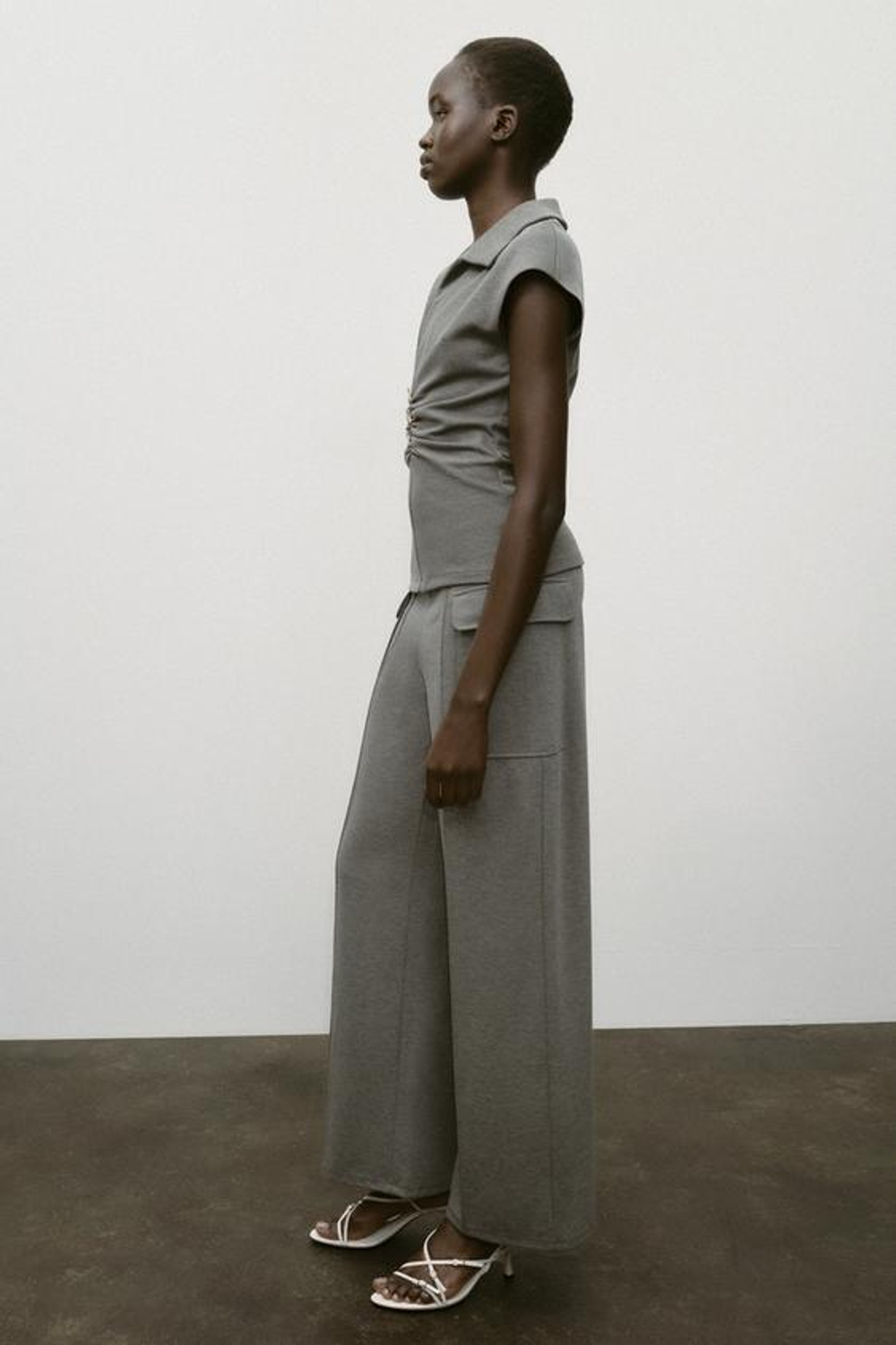 ZARA БРЮКИ ПИКЕ С КАРМАНАМИ, АНТРАЦИТОВО-СЕРЫЙ