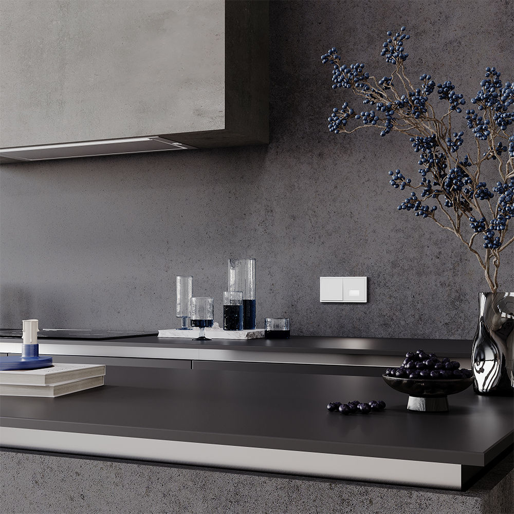 Выключатель встраиваемый VOLTUM S70 одноклавишный 10А, (белый матовый)