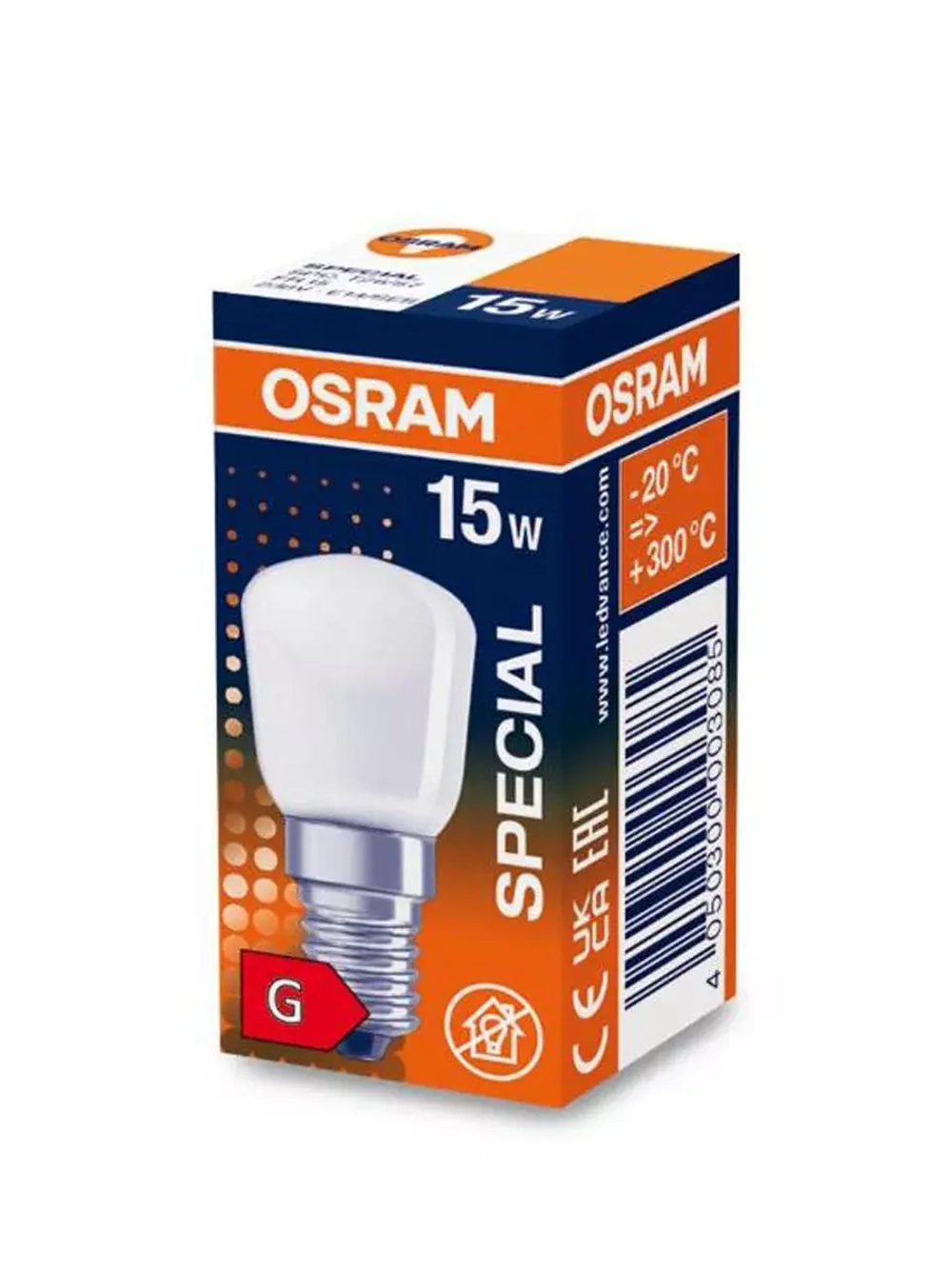 Лампа накаливания для холодильника OSRAM SPC.T26/57 FR 15W 230V E14 4050300003085