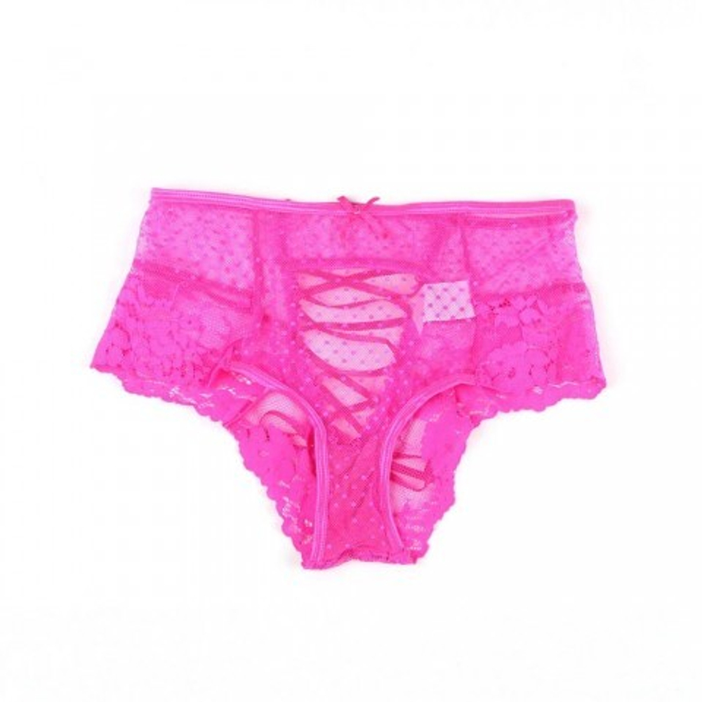 Трусики на высокой посадке Lace Strappy, розовые, M-L