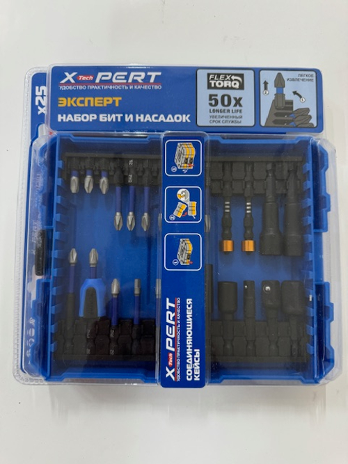 Набор бит и насадок в кейсе (25 предметов) X-PERT