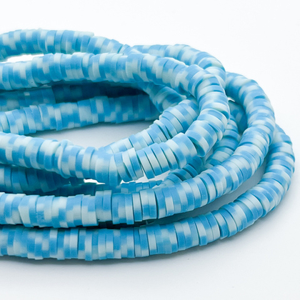 Бусина-диск, цвет бело-голубой мрамор, диаметр 6 мм, цена за нить 40 см