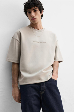 ZARA ТОЛСТОВКА С РЕЛЬЕФНЫМ ПРИНТОМ, СЕРЫЙ