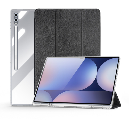 Чехол книжка черного цвета от Dux Ducis для Samsung Galaxy Tab S9 Ultra, Tab S10 Ultra и Tab S8 Ultra, серия Unid Series Case, с держателем стилуса и функцией автоматического перехода в спящий режим