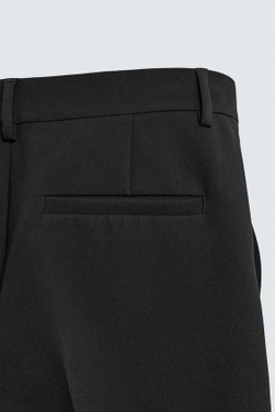 ZARA УКОРОЧЕННЫЕ БРЮКИ WIDE FIT СО СКЛАДКАМИ, ЧЕРНЫЙ