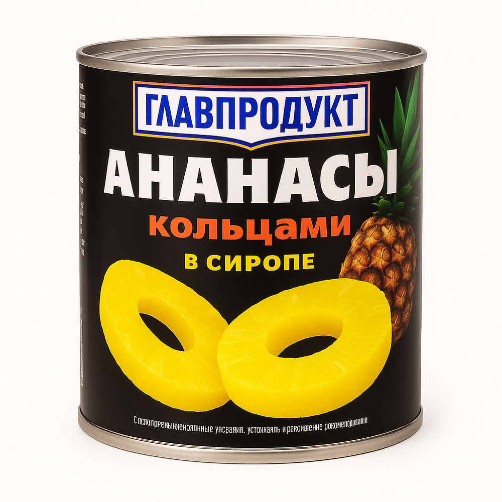 Ананас кольца Главпродукт 565 гр