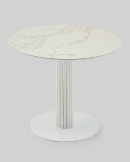 Стол Terano Ø90 см, белая матовая керамика, белая ножка