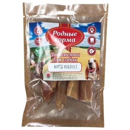 РОДНЫЕ КОРМА Лакомство для собак Аорта говяжья в печи, 35 г