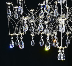 Подвесная люстра светодиодная с пультом и хрустальными подвесками Asfour MyFar Ileria MR2650-57P-50AD