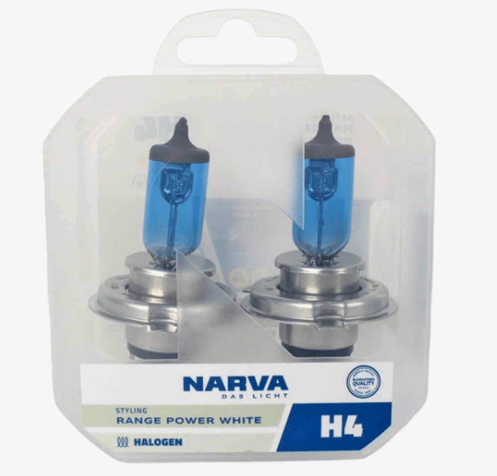 Автолампа H4 12V 60/55W P43t Narva RANGE POWER WHITE 4500K (к-т2шт) 48680RPW+4500K