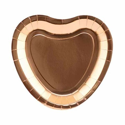 Тарелки Сердце розовое золото, 6 штук