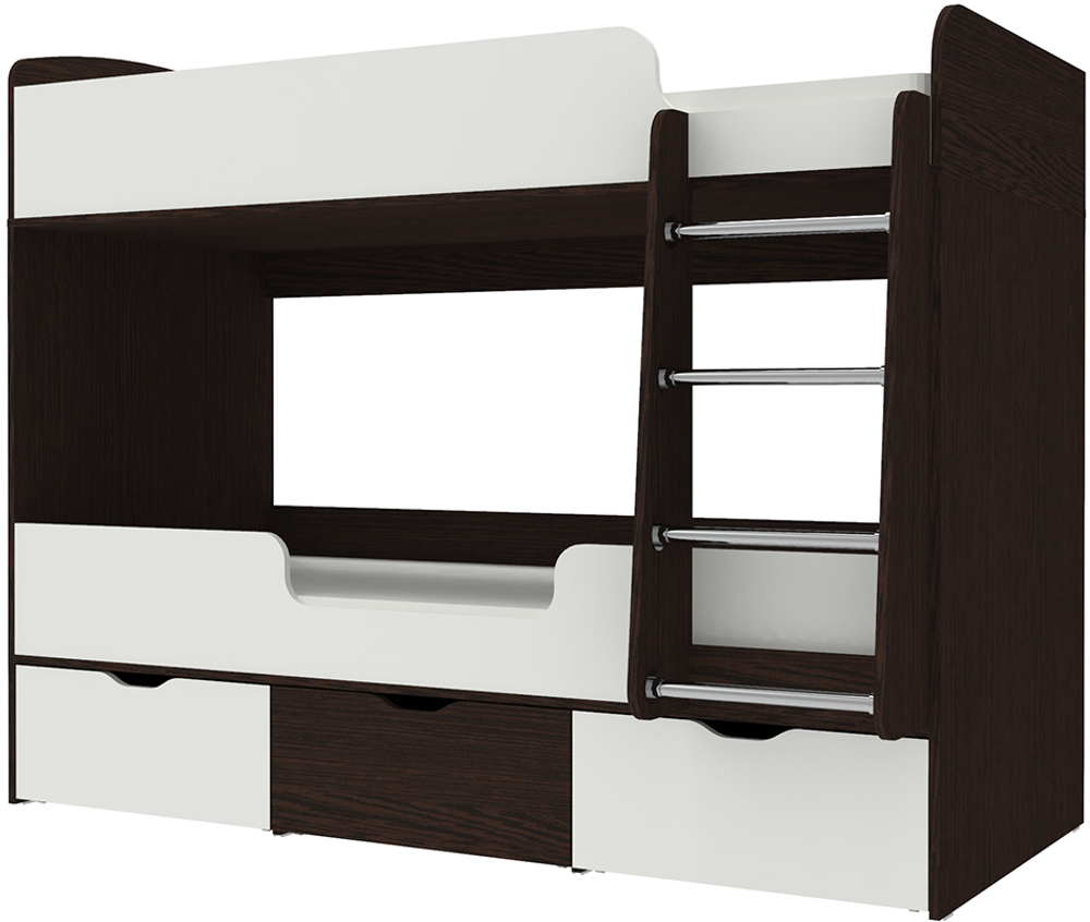 Кровать двухъярусная КарИВи Малыш Двойняшка 80х180 Венге Белый