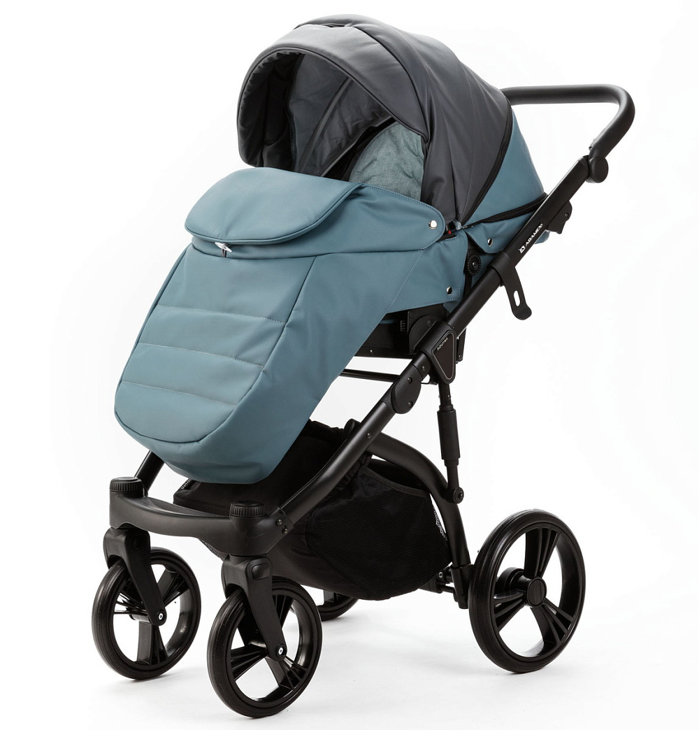 Детская коляска Adamex Lanti Deluxe 2 в 1 LN-SD42 (Т. СЕРАЯ. КОЖА + СЕРО-ГОЛУБ.КОЖА)