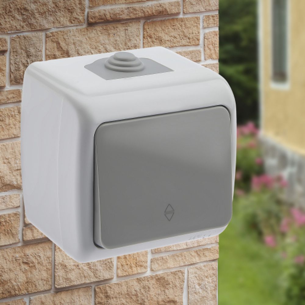 Переключатель Intro Atlantic 5-103-03 10А-250В, IP54, открытой установки, серый | Intro