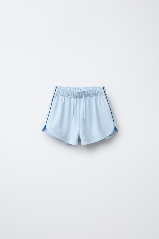 ZARA БЕРМУДЫ С ОТДЕЛКОЙ, НЕБЕСНО-ГОЛУБОЙ