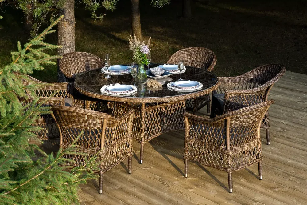 "Эспрессо–150 S" обеденная группа плетеная, цвет коричневый