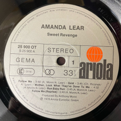 Винтажная виниловая пластинка LP Amanda Lear Sweet Revenge (Germany 1978) (Постер)