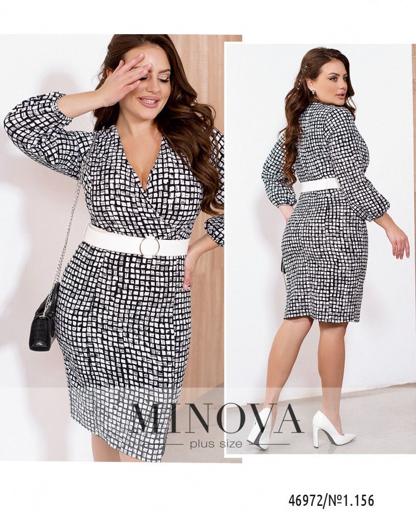 Платье 156-1-черно-белый Minova