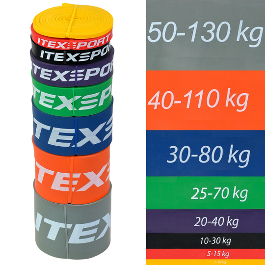 ITEX SPORT резинки для фитнеса 8 шт., набор для дома, для женщин, для мужчин (сопротивление 1-535 кг), оптом