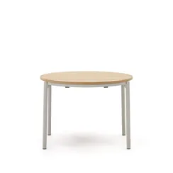 Montuiri Круглый раздвижной стол из дубового шпона с ножками серого цвета, Ø90(130) см