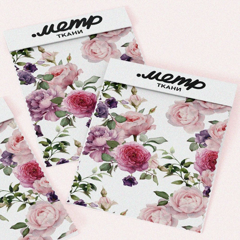 Ткань габардин розово-фиолетовые пионы