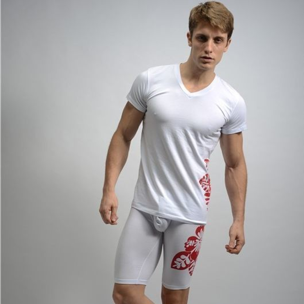 Мужская футболка белая с красным узором Shino White