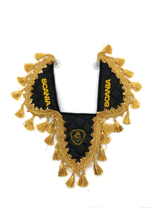 Вымпел тройной SCANIA (экокожа, черный с золотыми кисточками)