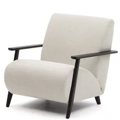 Кресло Meghan из жемчужного шенилла с массивом бука в отделке венге