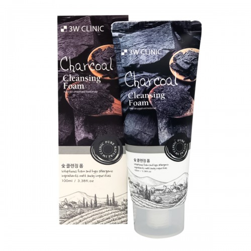 [3W Clinic] Charcoal Cleansing Foam - Пенка для умывания Уголь/натуральная, 100 мл