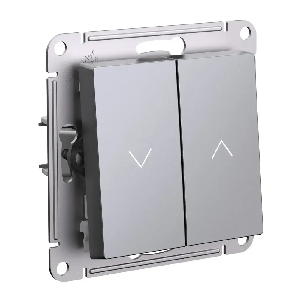 ATLASDESIGN 2-клавишный ВЫКЛЮЧАТЕЛЬ ДЛЯ ЖАЛЮЗИ, сх.4, 10А, механизм, СТАЛЬ