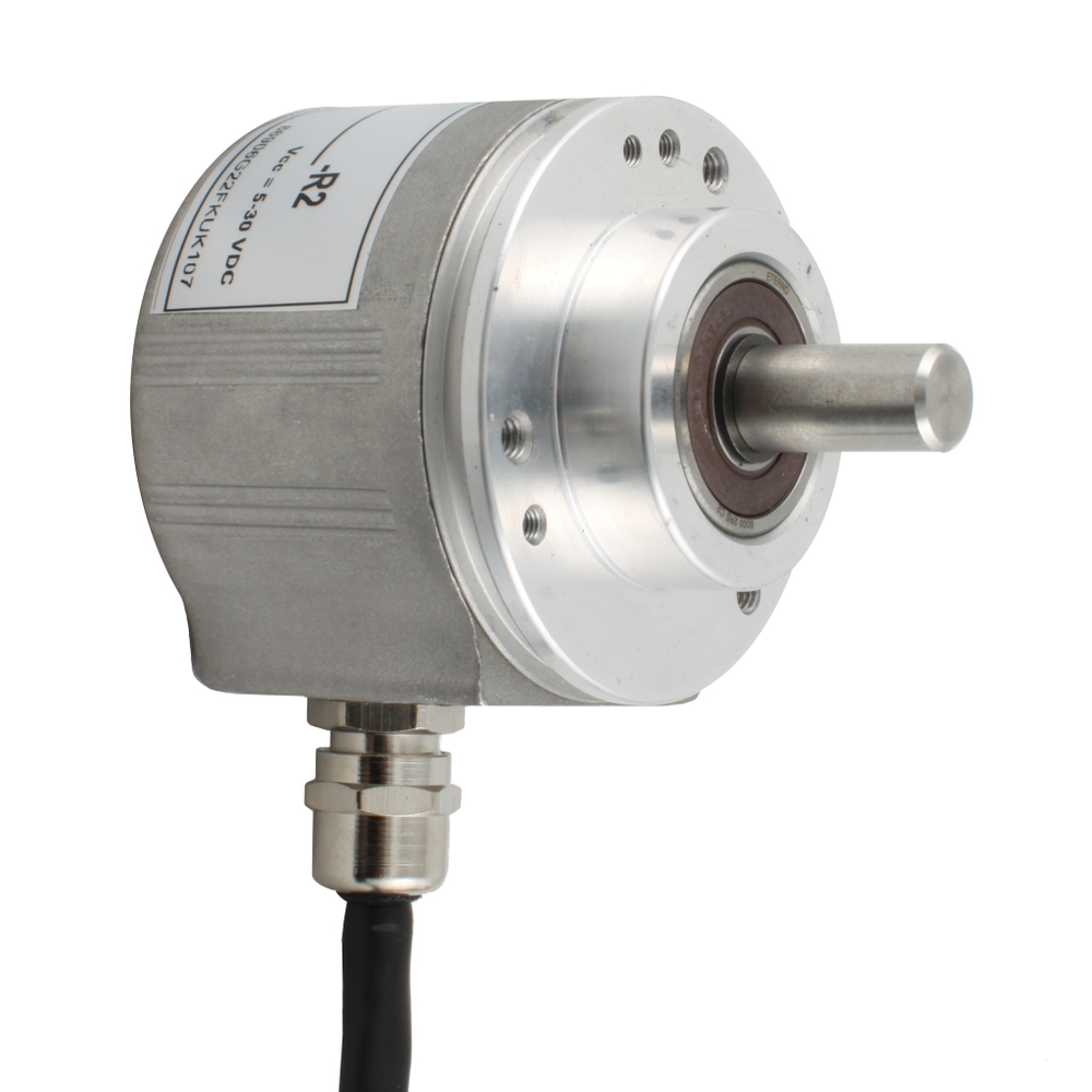 Инкрементальный программируемый энкодер INNOCONT D=58мм, выступающий вал 10мм, 5…30VDC, выход TTL/HTL с инверсией, IP 65