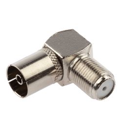 Переходник ЭРА SIMPLE гнездо F-гнездо TV угловой упаковка 1 шт. | Разъёмы, переходники, ТВ делители