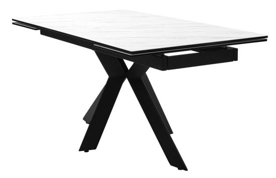 Стол BELLUNO 160 MARBLES KL-99 Белый мрамор матовый, итальянская керамика/ черный каркас