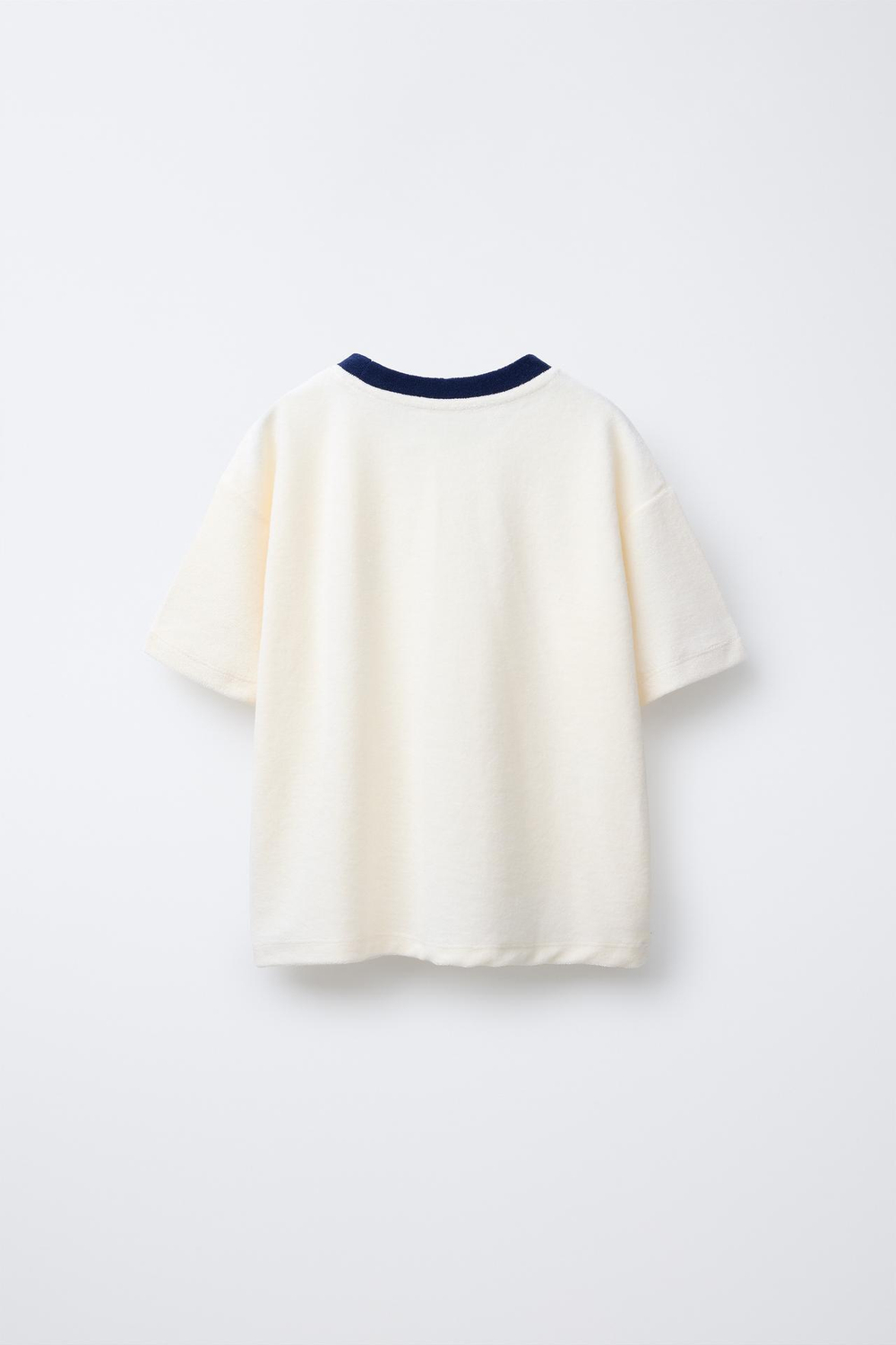 ZARA ФУТБОЛКА ИЗ МАХРОВОЙ ТКАНИ, ЭКРЮ