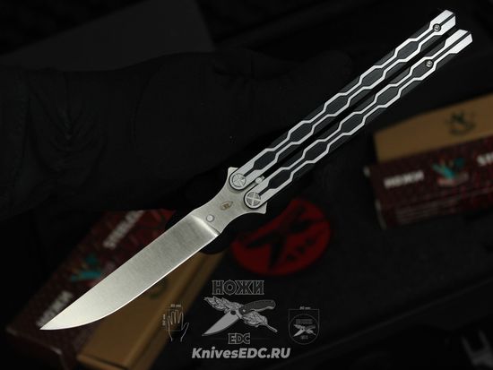 Складной нож бабочка REPTILIAN "Плазма-02" c клинком из стали D2, рукоять титан