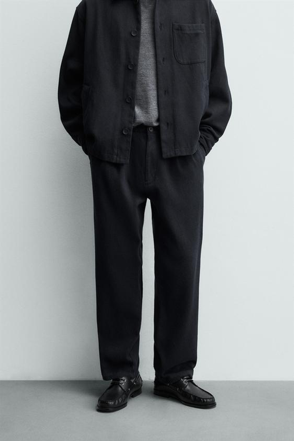 ZARA БРЮКИ REGULAR FIT ИЗ ТВИЛА, МОРСКОЙ СИНИЙ