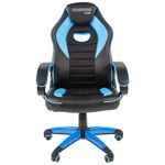 Кресло игровое Chairman "Game 16", экокожа черная/голубая, ткань TW черная, механизм качания
