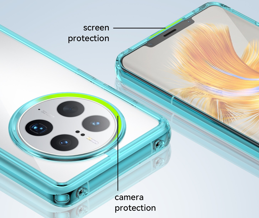 Усиленный защитный чехол с рамками бирюзового цвета для Huawei Mate 50 Pro, мягкий отклик кнопок