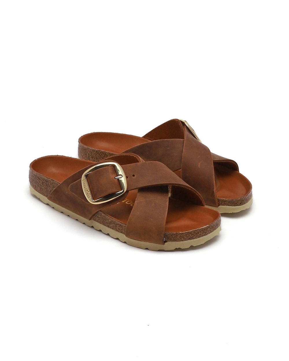 Шлепанцы кожаные siena big buckle leoi Birkenstock - коричневый(1020165)