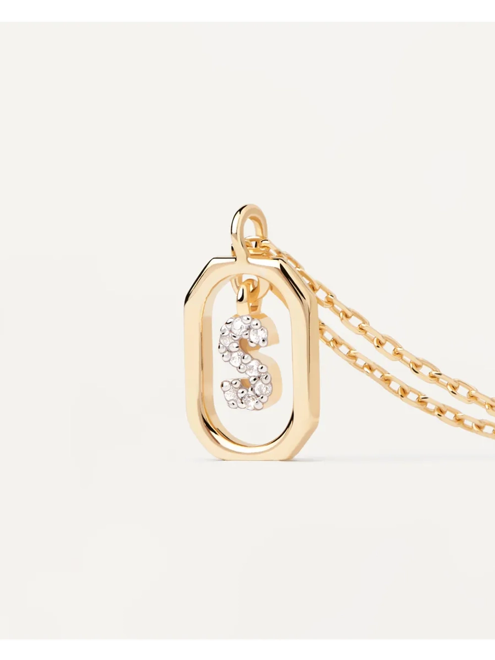 Колье Мини-Буква S серебро 925 пробы покрытое золотом