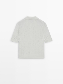 Massimo Dutti Свитер с воротником поло, натуральный/кремовый