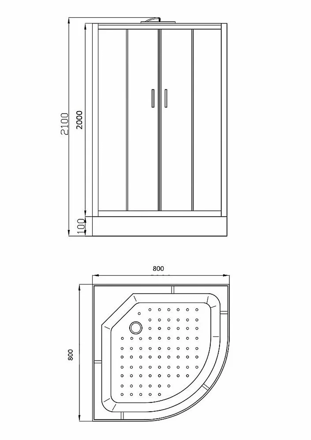 Душевая кабина Parly Classic Эконом EC831 , тонированное стекло 4мм, 80x80