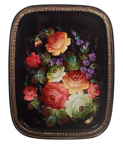 Жостовский поднос декоративный, размер 45х35 см (A19), металлический