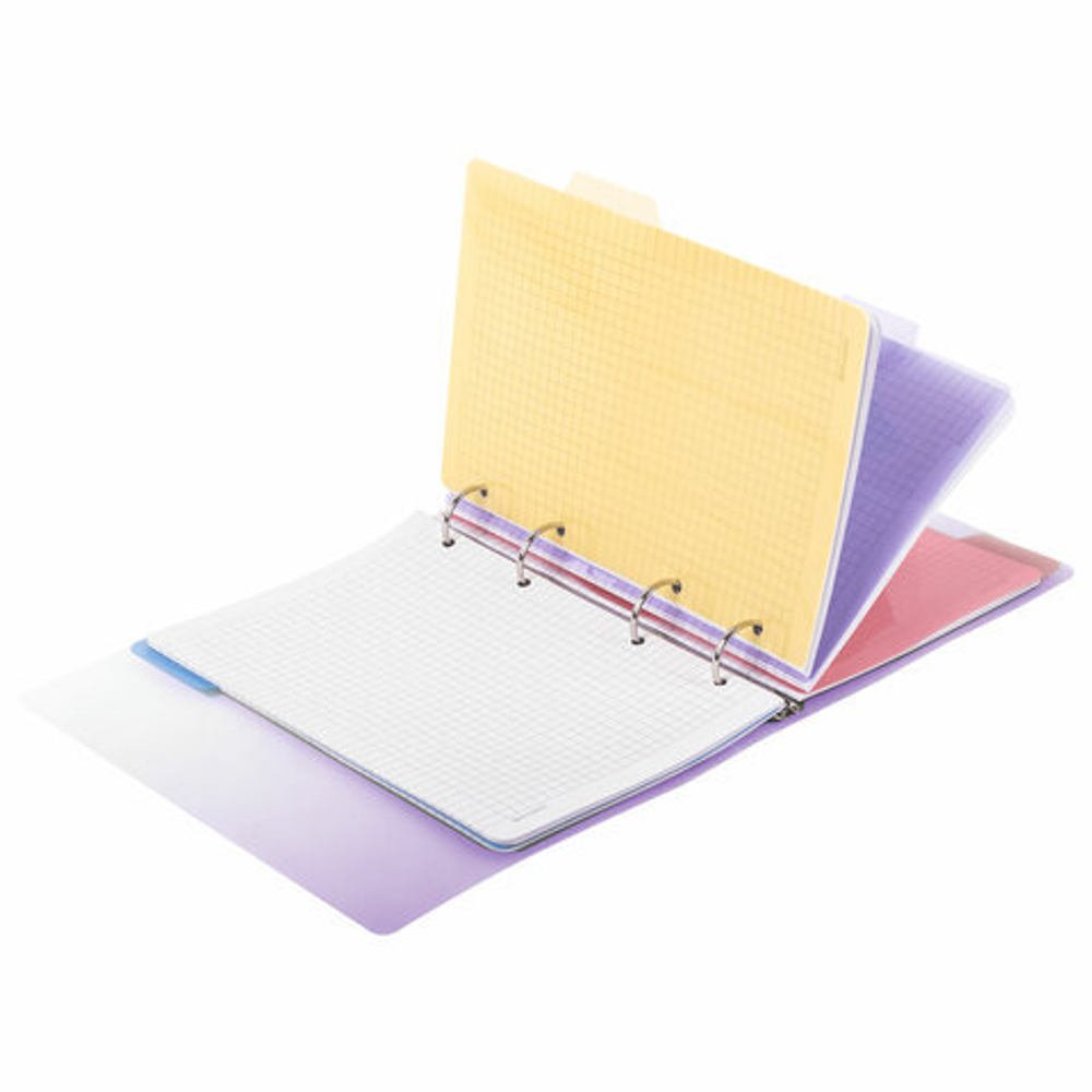 Тетрадь на кольцах А5 175х220мм, 120л, пластик, с разделителями, BRAUBERG, Фиолетовый, 404627