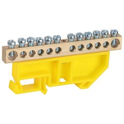 Шина ЭРА NO-224-96 PE земля на DIN-изоляторе ШНИ-8х12-12-Д-желтый | Шины N, PE, PEN