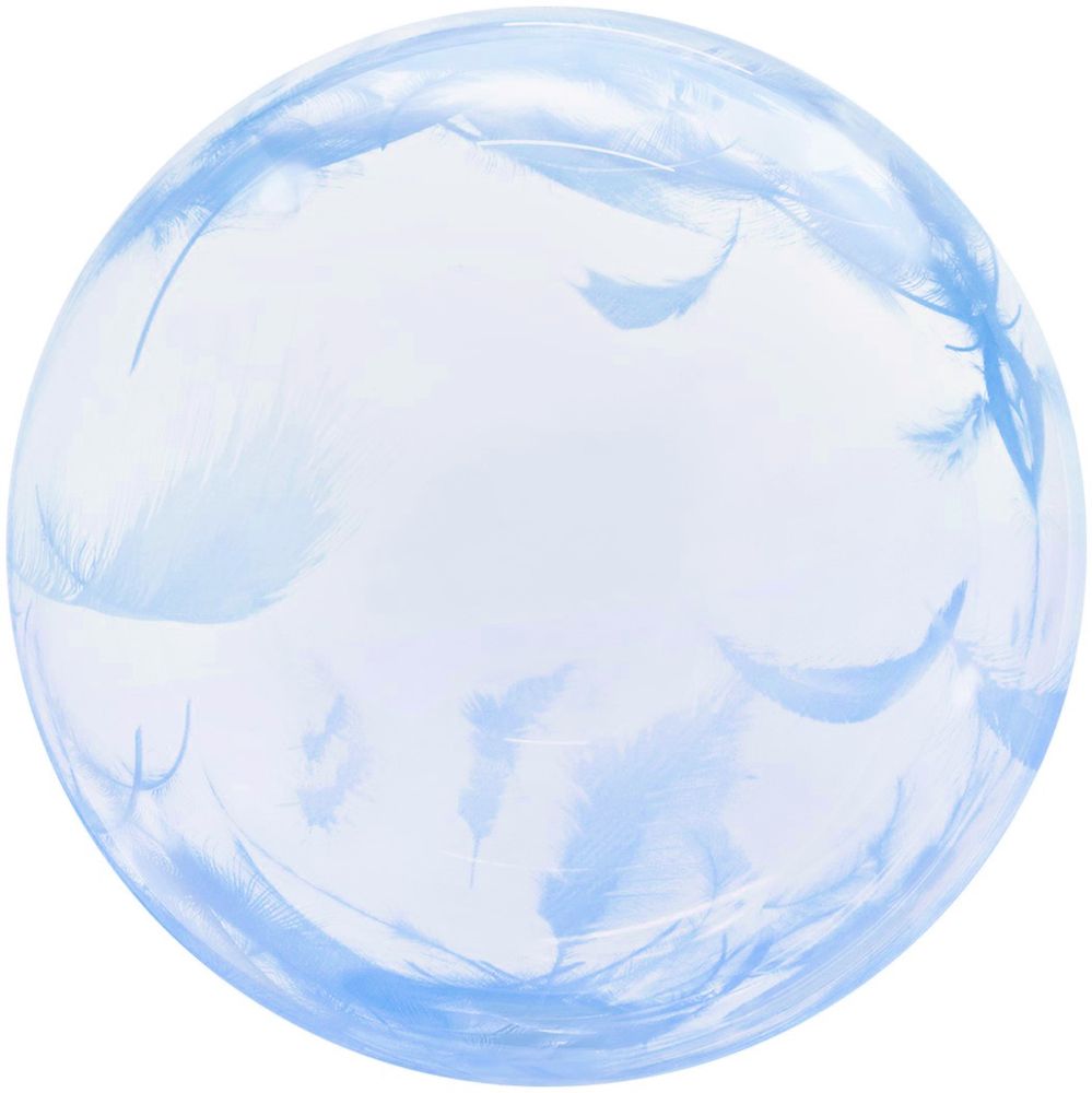 К Bubble 18'' / 46 см   Голубые перья  Прозрачный  Кристалл (БГ-27)