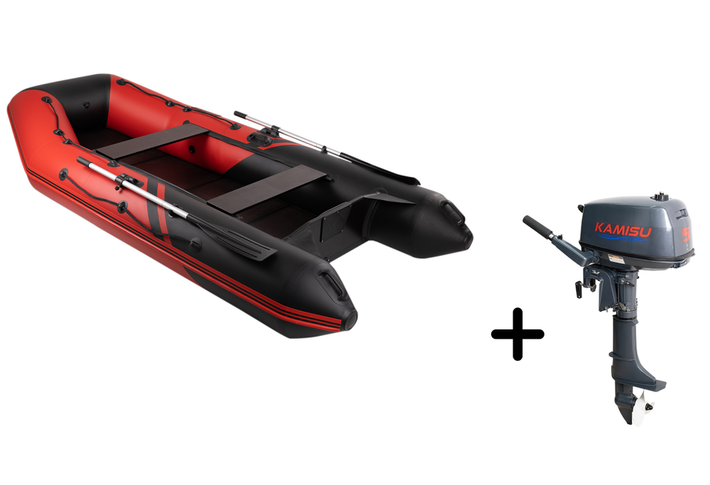 Броня-320 СК красный-черный + KAMISU T 5 BMS (комплект лодка + мотор)