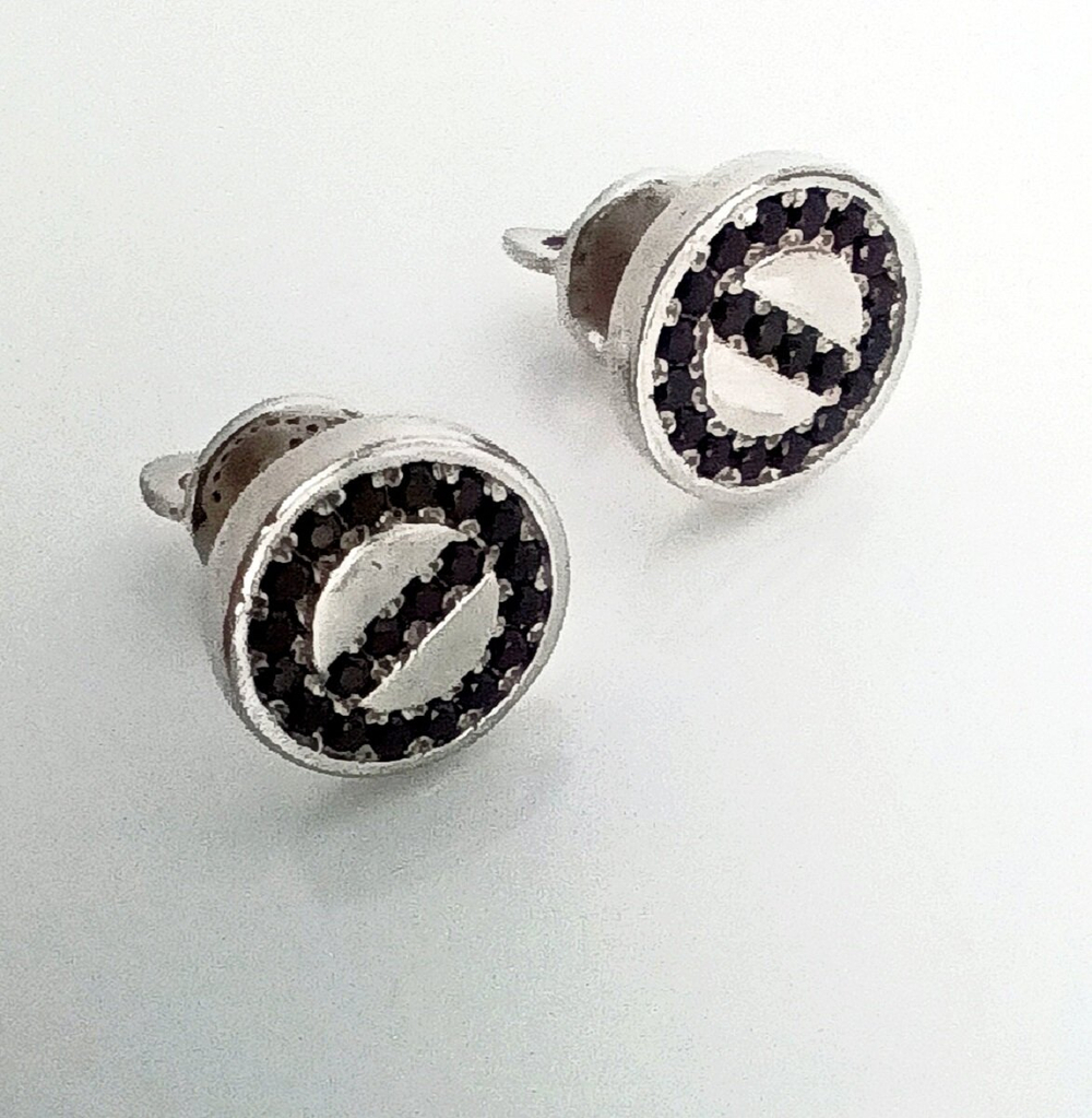 Серьги-пусеты Эстерелла, серебро 925*, с фианитами, родированные/Ф