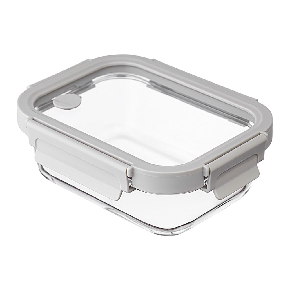 Контейнер для запекания и хранения прямоугольный Click Glass, 640 мл, светло-серый