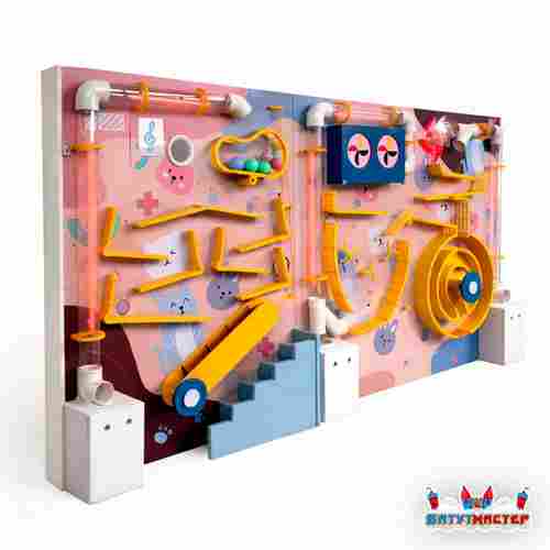 Интерактивная игровая стена «Котолабиринт энергия», 3,5×0,6×1,8 м